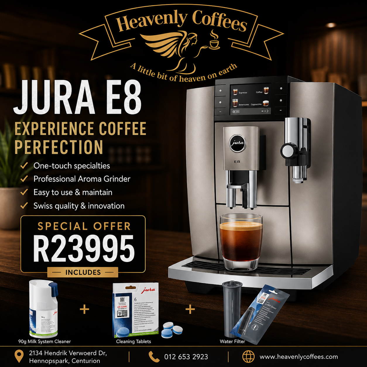 Jura E8 | Bean-to-Cup Coffee Machine – Heavenly Coffees