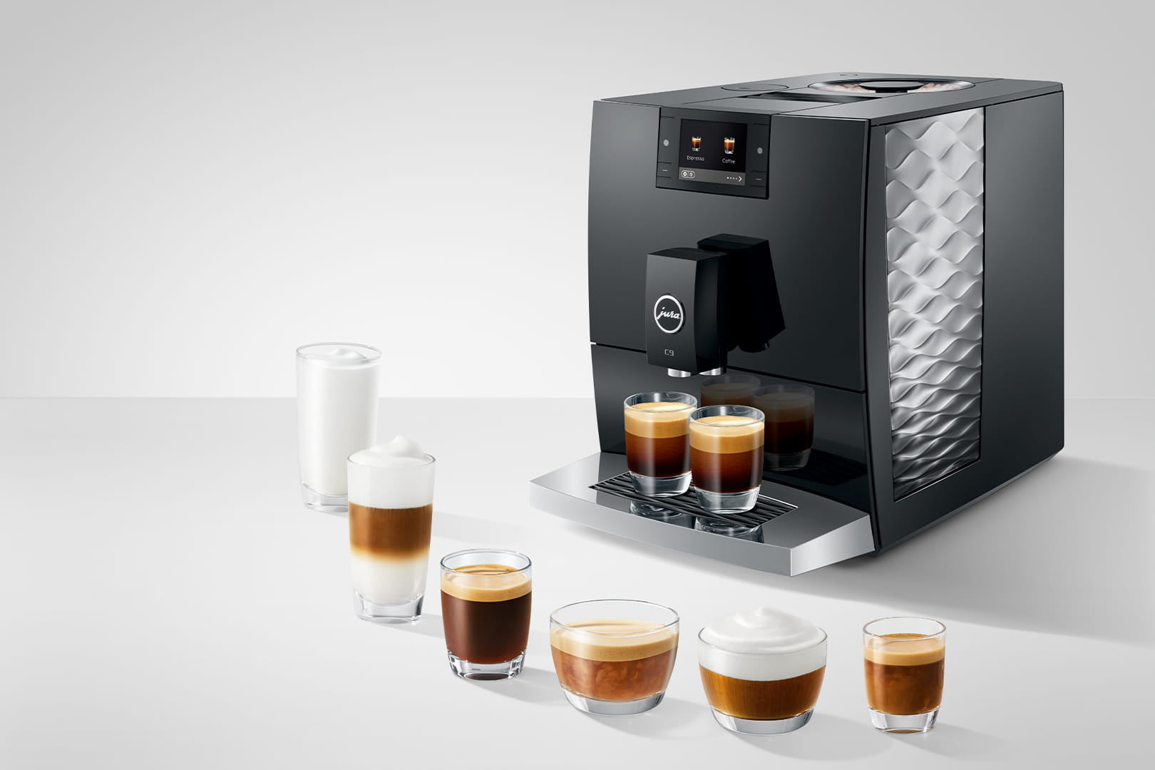 Jura C9 with drinks displayed