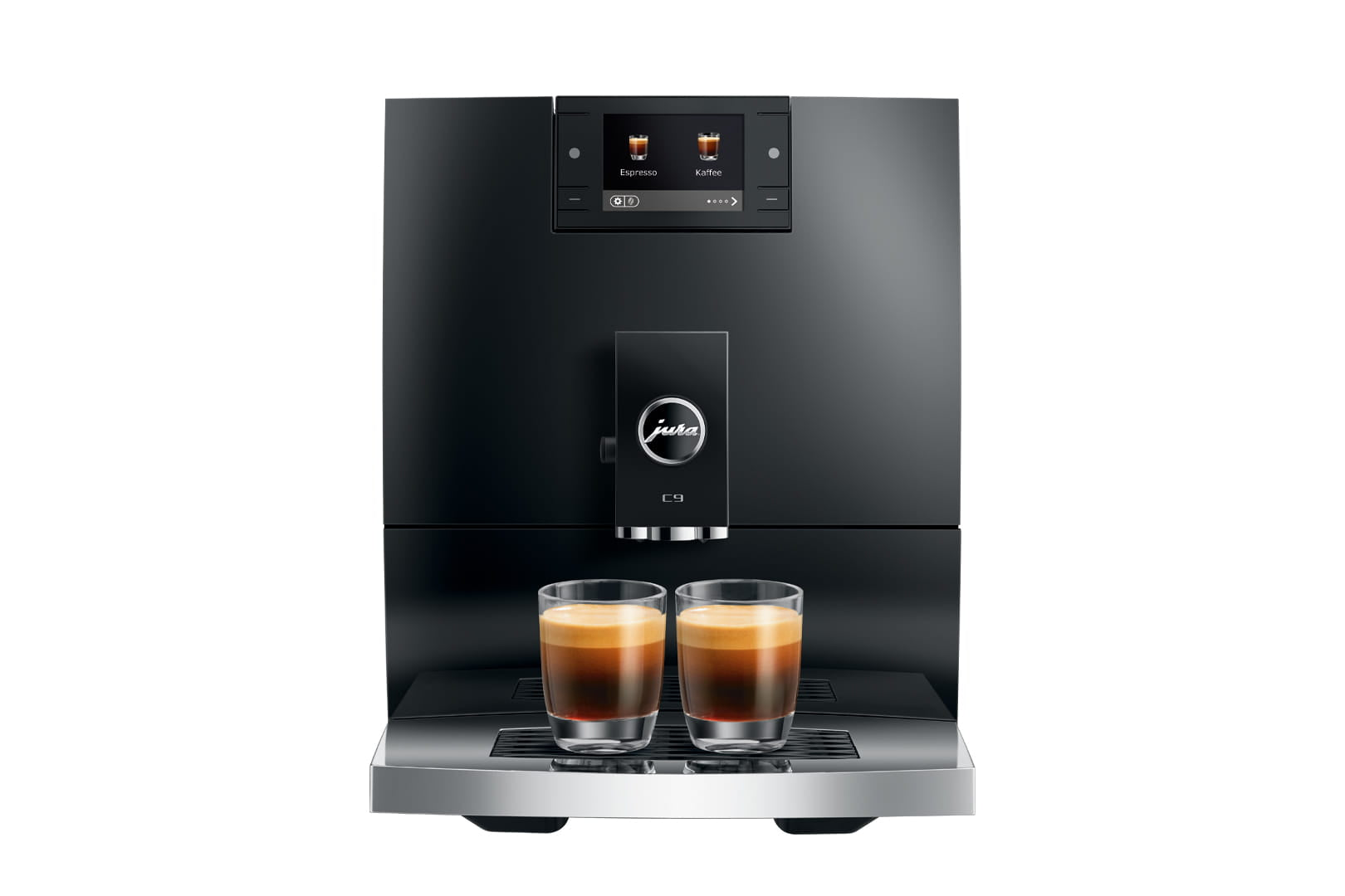 Jura C9 front view ith two espressi