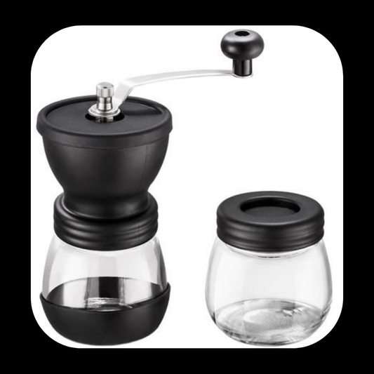 Hand grinder with extra glass container - Heavenly Coffees